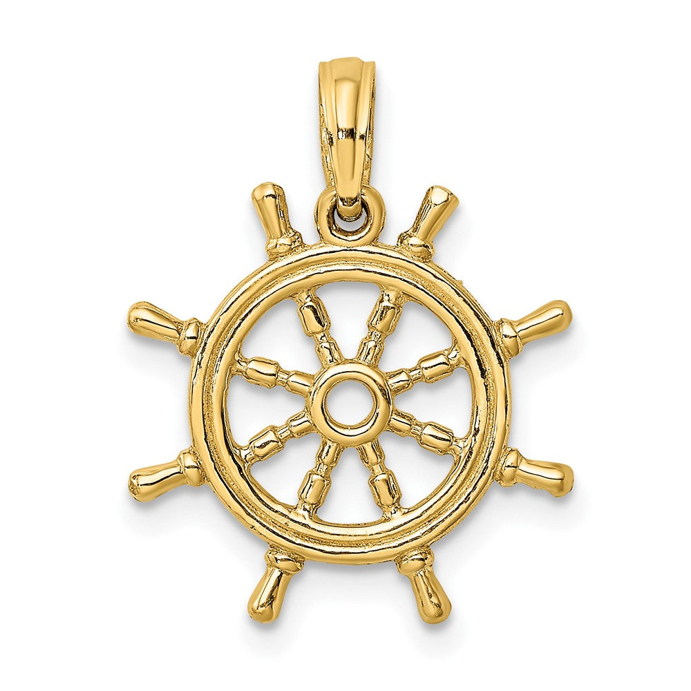 Gold Polished Ship Wheel Pendants