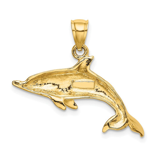 10K 2-D and Polished Swimming Dolphin Charm