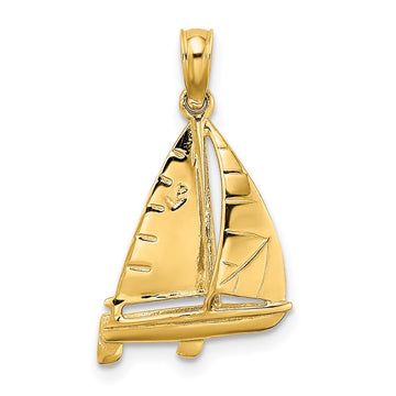 Gold Polished Sailboat Pendant