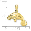 10k 3-D Polished Swimming Manatee Charm