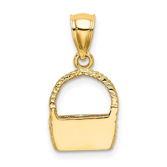 Gold Polished Basket Pendant