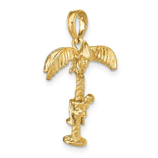 10K 3-D Palm Tree W/Moveable Man Charm