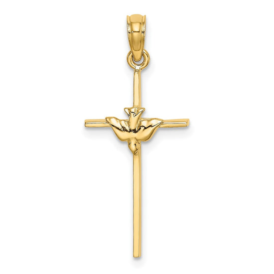 10K Dove On Stick Cross Charm