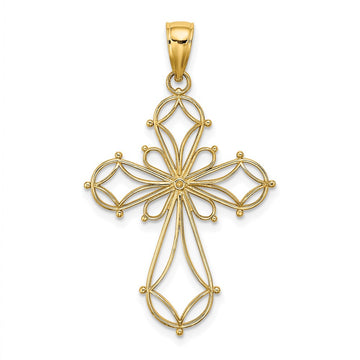 10K Cut-Out Shapes Fancy Cross Charm
