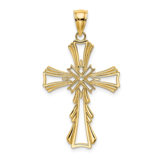 10K Cut-Out with Teardrop Sides Cross Charm