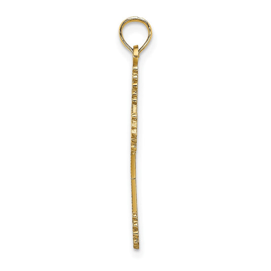 10K Beaded Tip Cross w/ Heart Center Charm