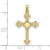 10K Beaded Tip Cross w/ Heart Center Charm