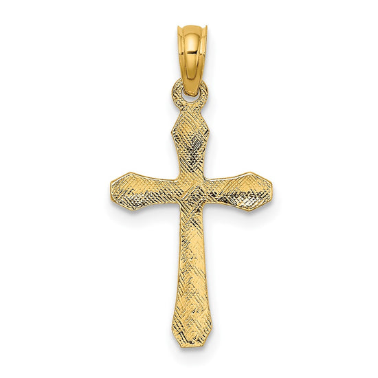 10K Polished Beveled Tips Cross Charm