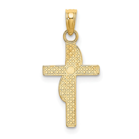 10K Polished W/ Banner Cross Charm