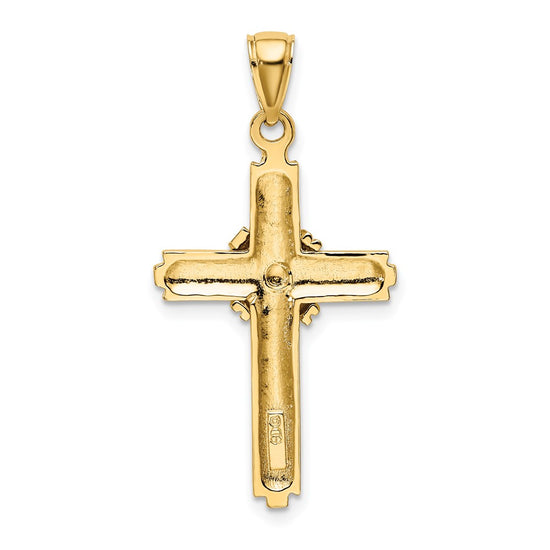 10K Beaded Center Design Cross Charm