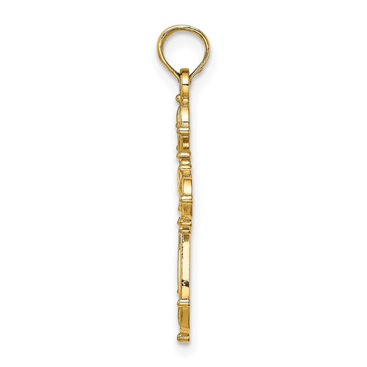 10K Cut-Out Fancy Cross Charm
