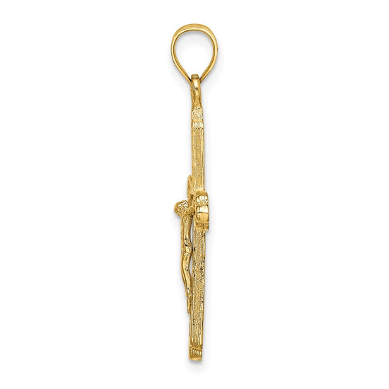 10K Textured Crucifix Charm