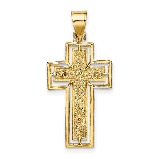 10K Textured Crucifix w/ Frame Charm