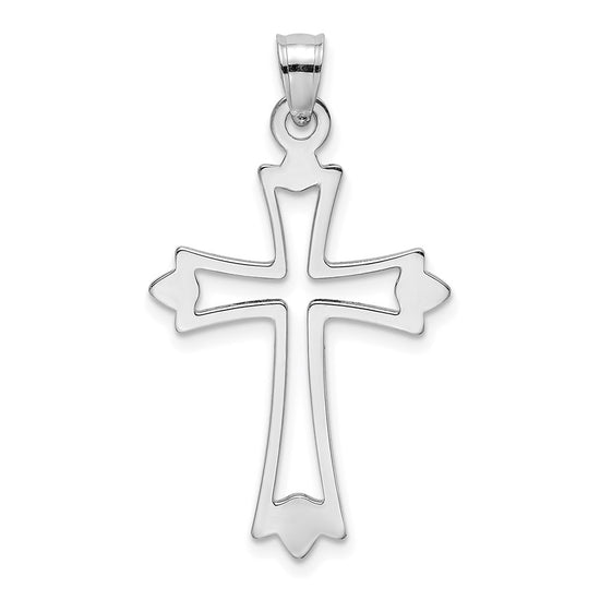 10K White Gold Polished  Cut-Out Cross Charm