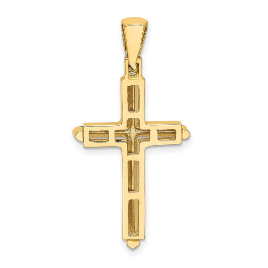 Gold Beveled Latin Cross Pendant