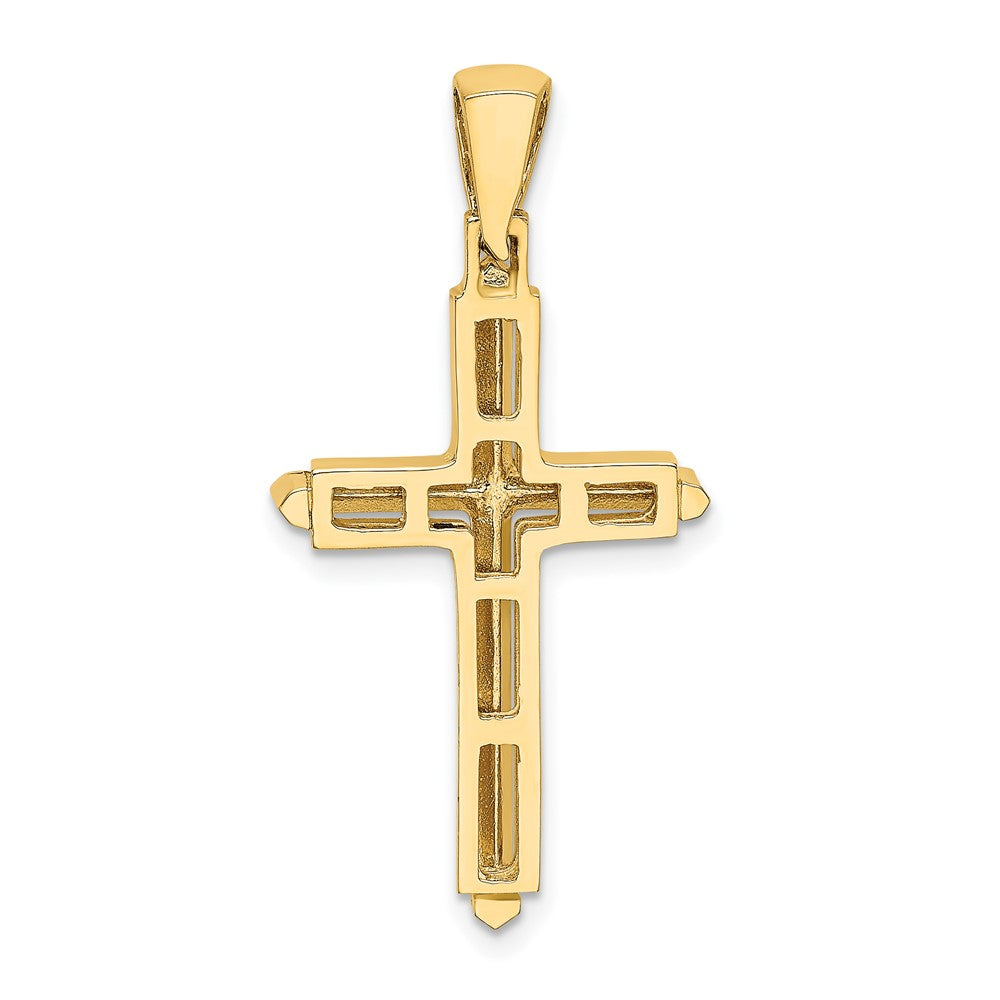 Gold Beveled Latin Cross Pendant