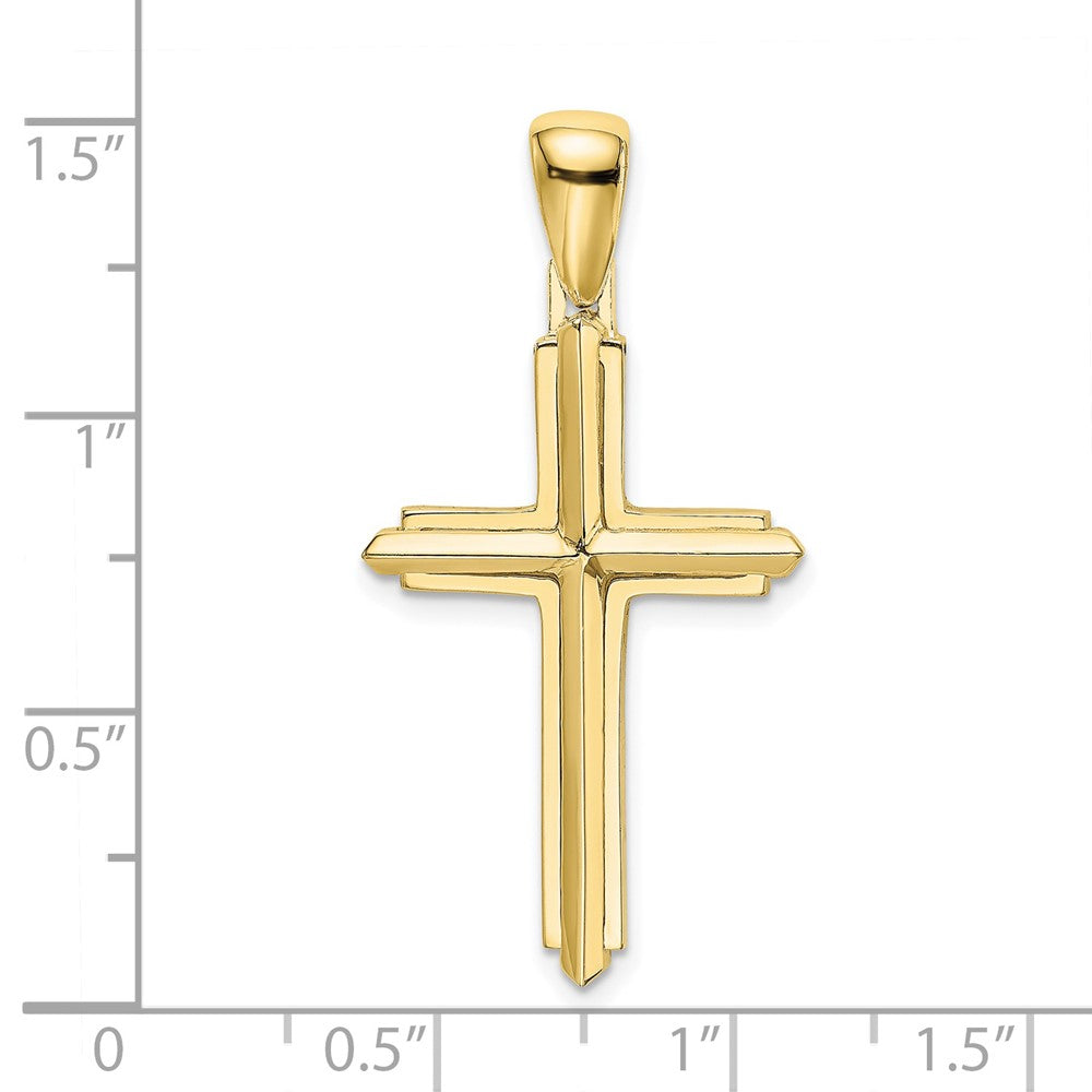 Gold Beveled Latin Cross Pendant