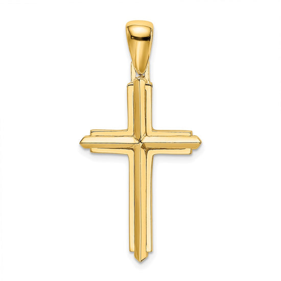Gold Beveled Latin Cross Pendant