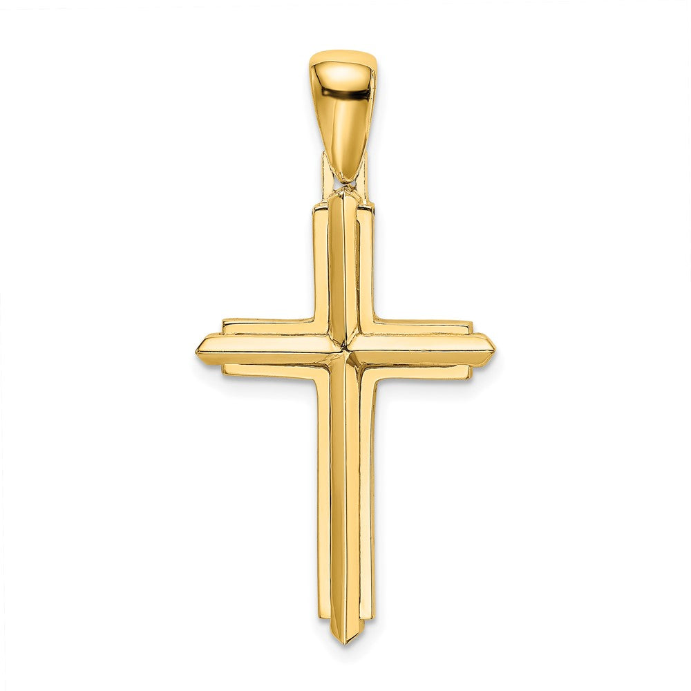 Gold Beveled Latin Cross Pendant