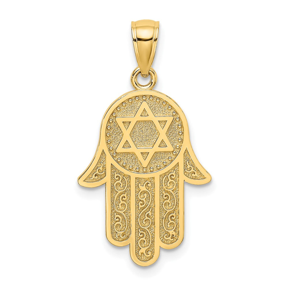 Gold Hamsa Star of David Pendant