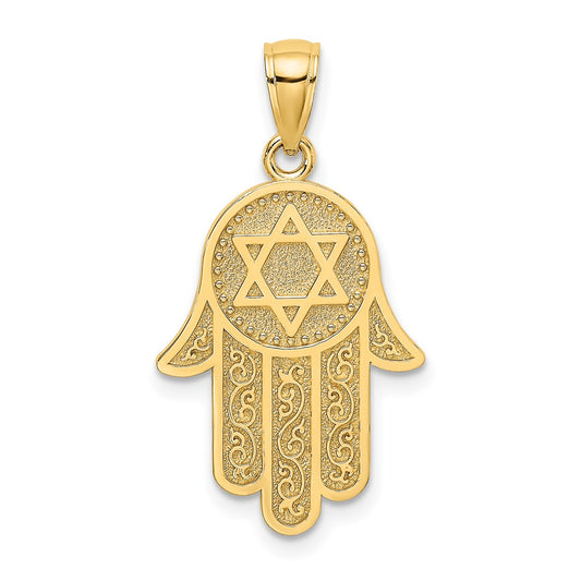 Gold Hamsa Star of David Pendant