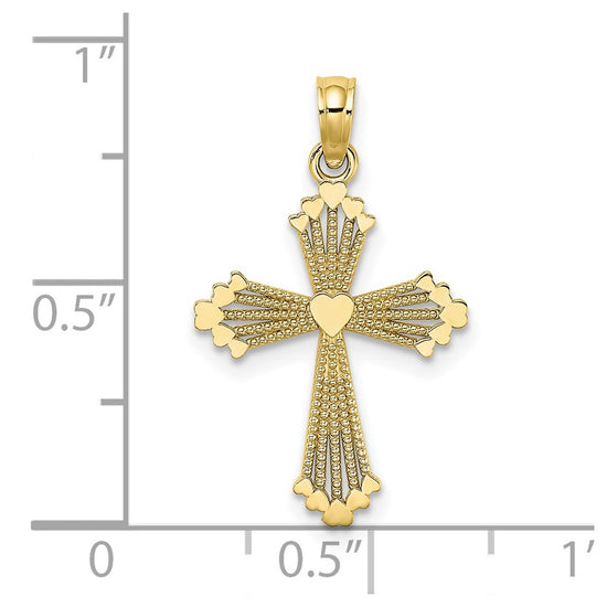 Gold Heart Cross Pendant