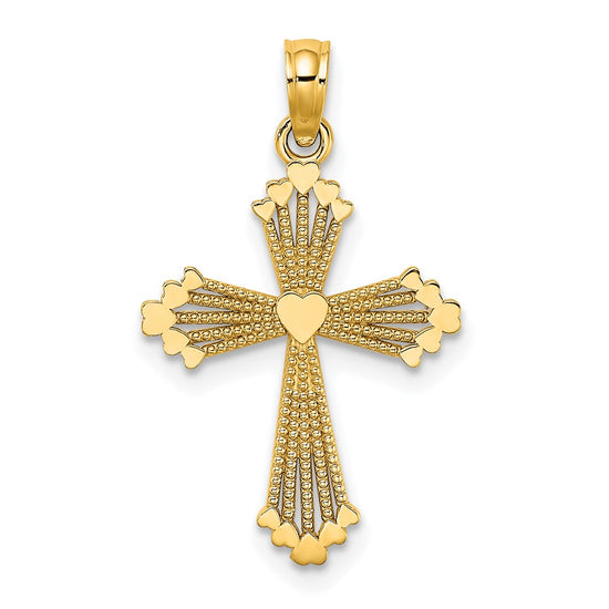 Gold Heart Cross Pendant