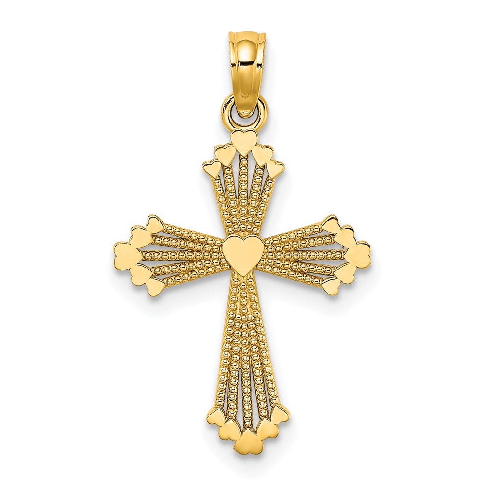Gold Heart Cross Pendant