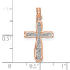 10K Rose w/ White Rhodium Filigree Center Border Cross