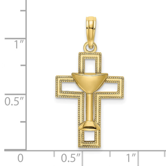 Gold Cross and Cup Pendant