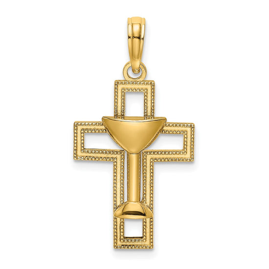 Gold Cross and Cup Pendant