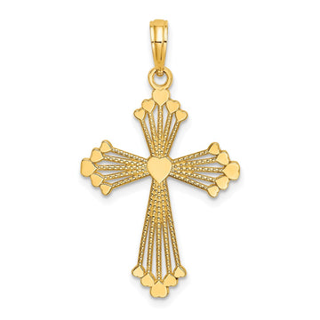 Gold Heart Cross Pendant