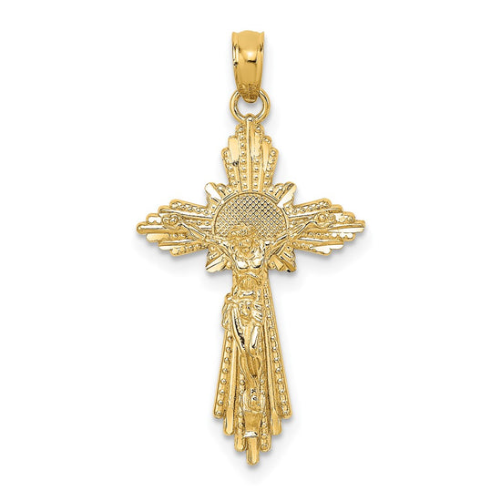 10K Diamond-cut Crucifix Charm