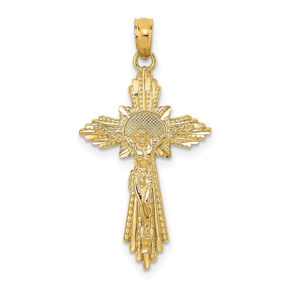 10K Diamond-cut Crucifix Charm