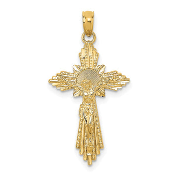 10K Diamond-cut Crucifix Charm