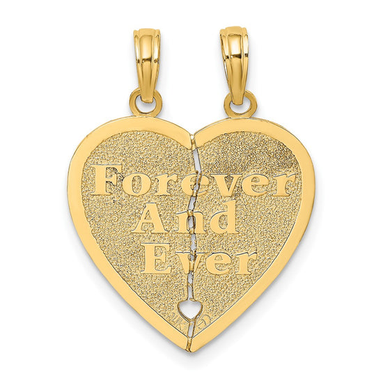 10K FOREVER AND EVER 2 Piece Break-A-Part Heart Charm