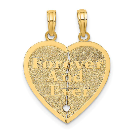 Gold FOREVER EVER Break Apart 2 Piece Heart Charm