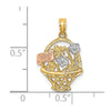 10k Two-Tone w/White Rhodium Flower Basket w/I LOVE YOU Charm