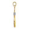 10K w/Rhodium 3-D Fish Hook With Rope Charm