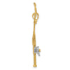 10K w/Rhodium 3-D Moveable Fishing Pole W/ Reel Pendant