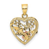 10k Two-Tone w/White Rodium #1 WIFE In Heart Charm