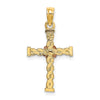 10K Two-Tone Twisted Cross w/ Flower Charm