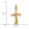 10K Two-Tone Twisted Cross w/ Heart Charm