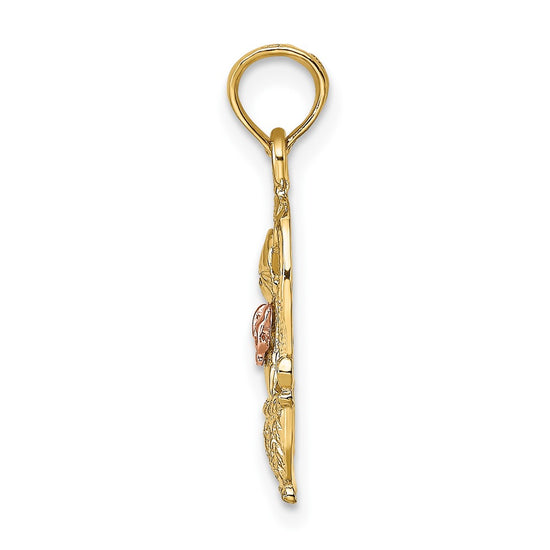 10k Two-Tone Cat with Bow In Basket Charm