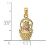 10k Two-Tone Cat with Bow In Basket Charm