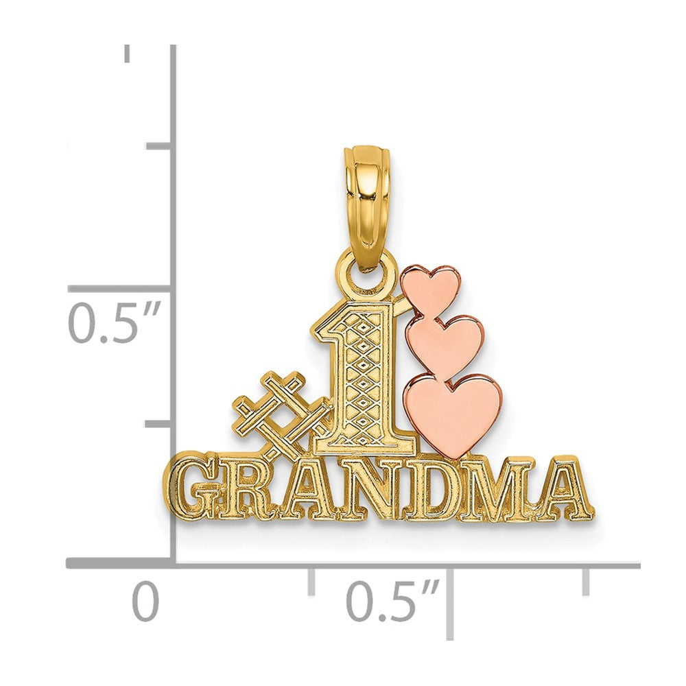 Gold # 1 Grandma with 3 Hearts Pendant
