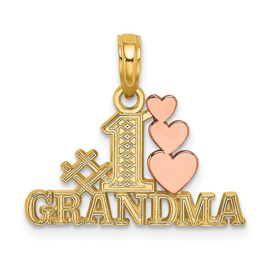 Gold # 1 Grandma with 3 Hearts Pendant