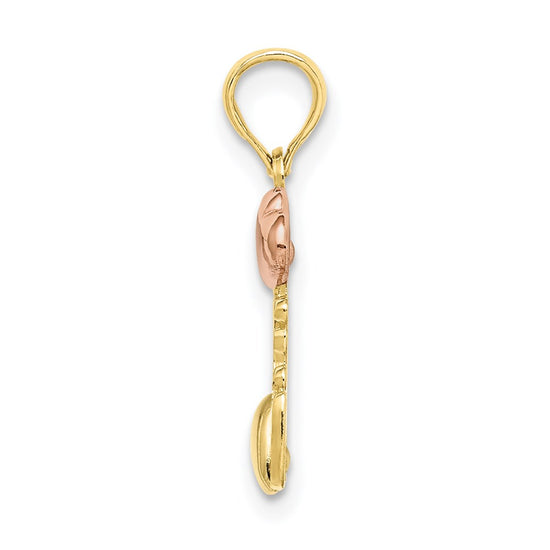 10K Two-tone w/Rhodium I LOVE YOU  W/ Hearts Charm