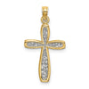 10K W/ Rhodium Filigree Cross Charm