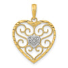 10k w/Rhodium Filigree Beaded Heart Charm
